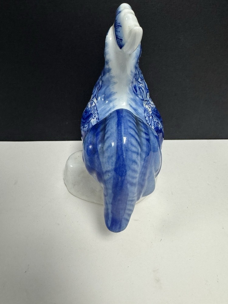 Ceramic Rooster Chicken Hand Painted Cobalt Blue 8" Tall EUC