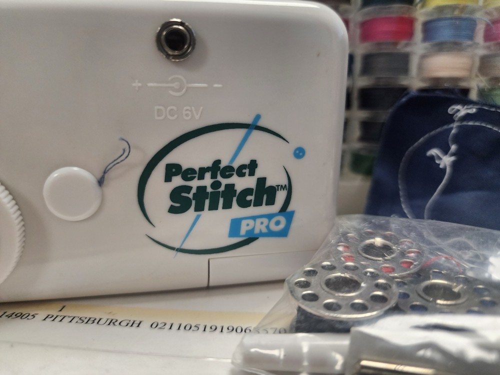 Perfect Stitch Pro Handheld Sewing Machine, Thread, Adapter, Just Unbox and Sew