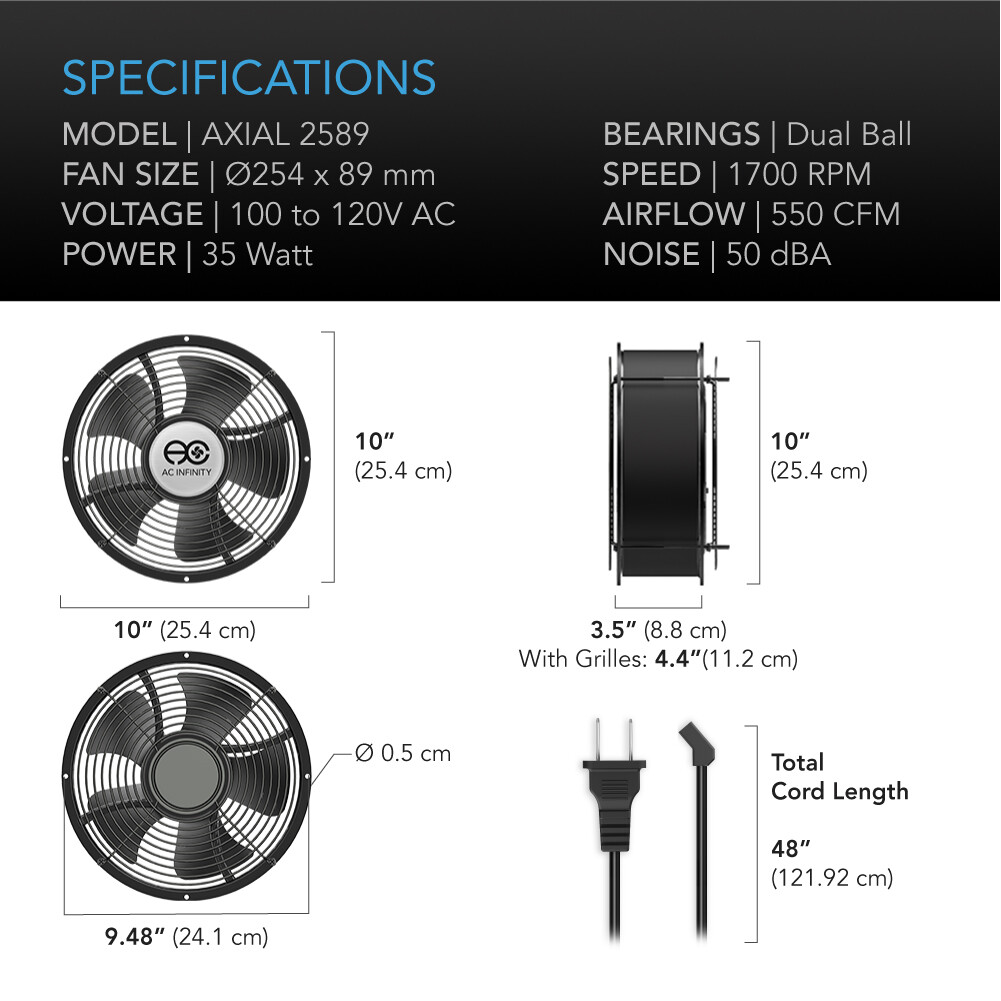 Round 10" Cooling Muffin Fan,120V AC Axial Ball Bearing 10" 254mm (HS2589A-X)
