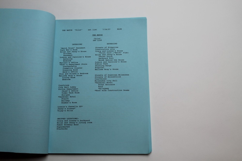 THE WATCH / Ed Decter & John J. Strauss 2007 TV Script Unproduced Pilot