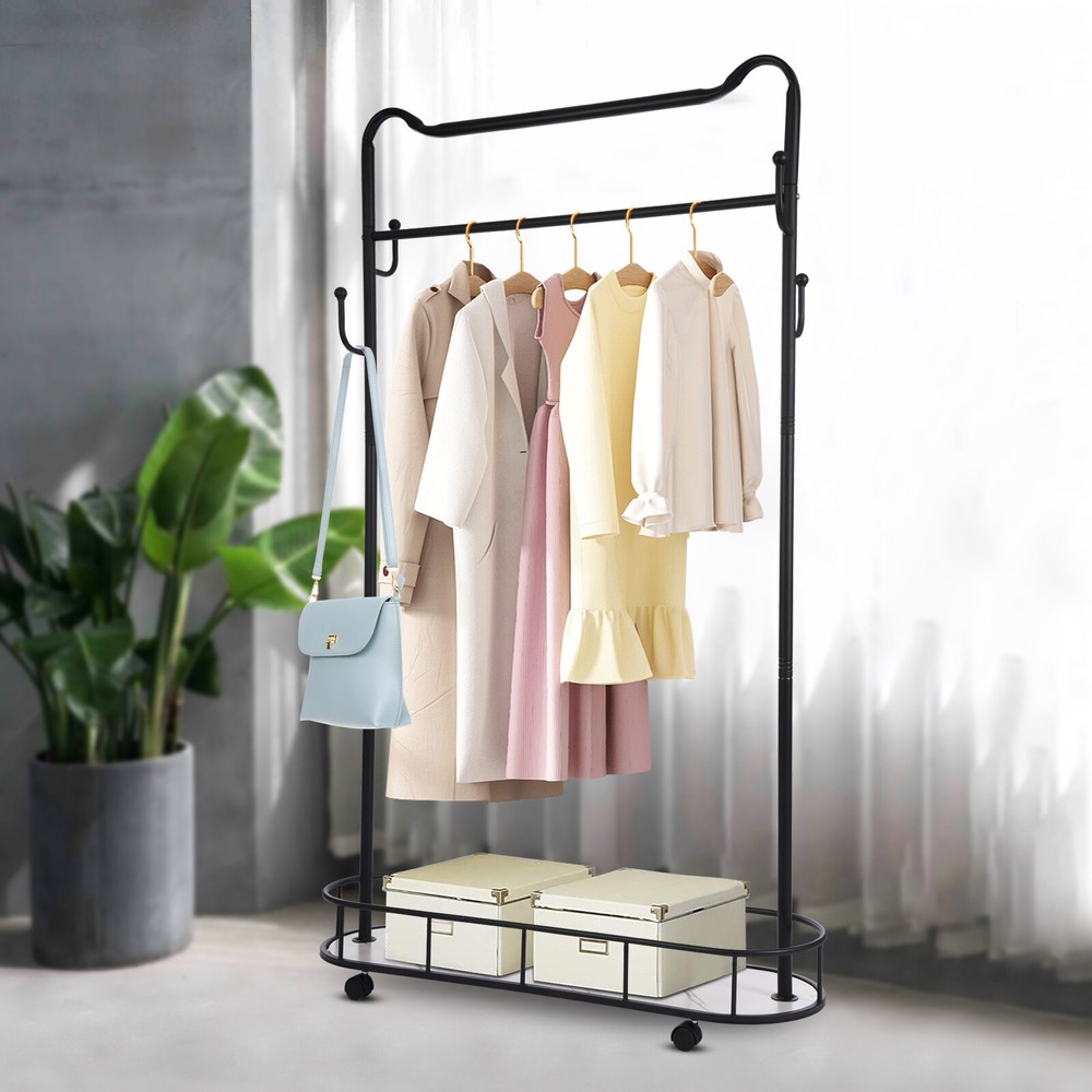 Clothes Rack, Movable Coat Rack, Coat Rack with Storage Basket