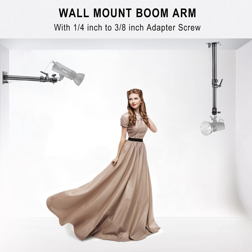 Photography Studio Ceiling Mount 360° Rotation Wall Ceiling Light Mount Boom ...