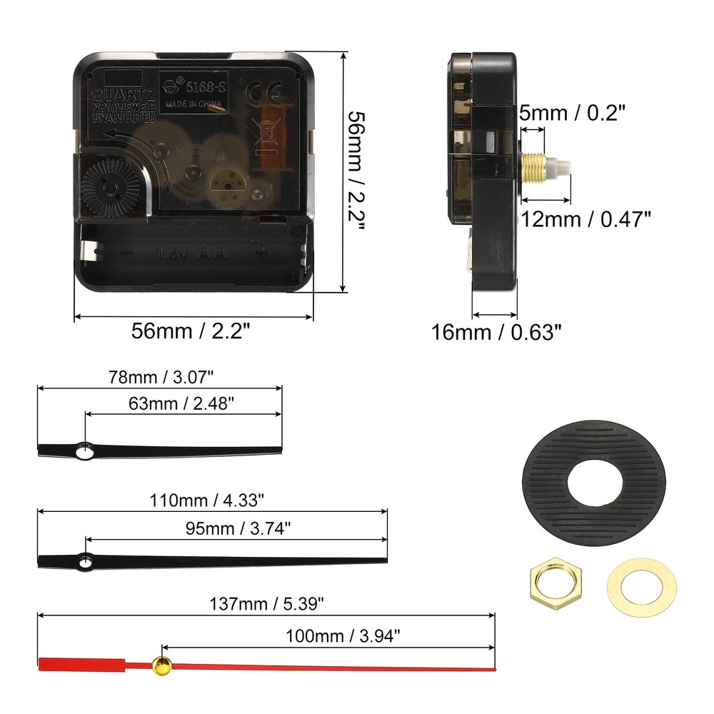 Clock Mechanism Replacement, Quartz Clock Mechanism DIY Wall Clock, 19078