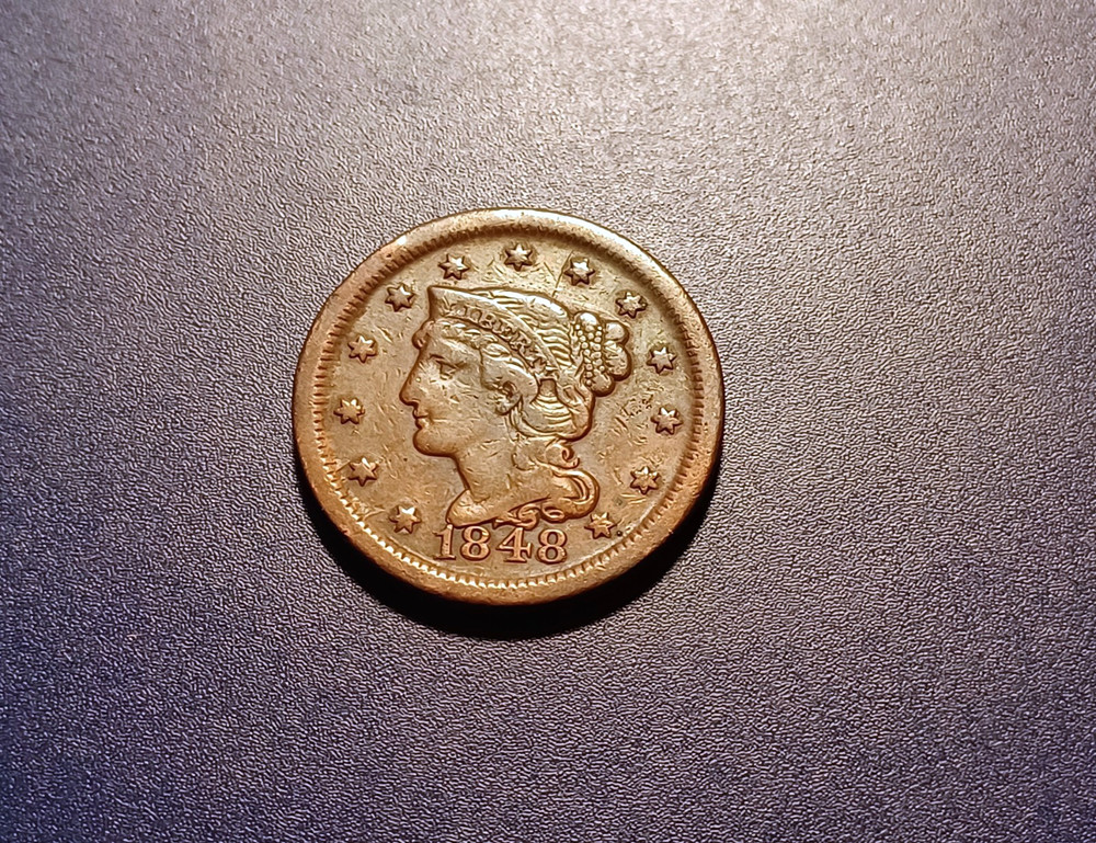 Higher grade 1848 Braided Hair Large Cent