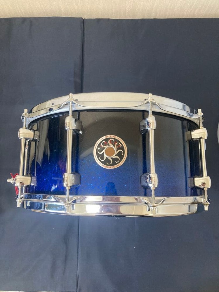 Sakae SD1465SA Maple Shell Dark Blue Snare Drum with Case
