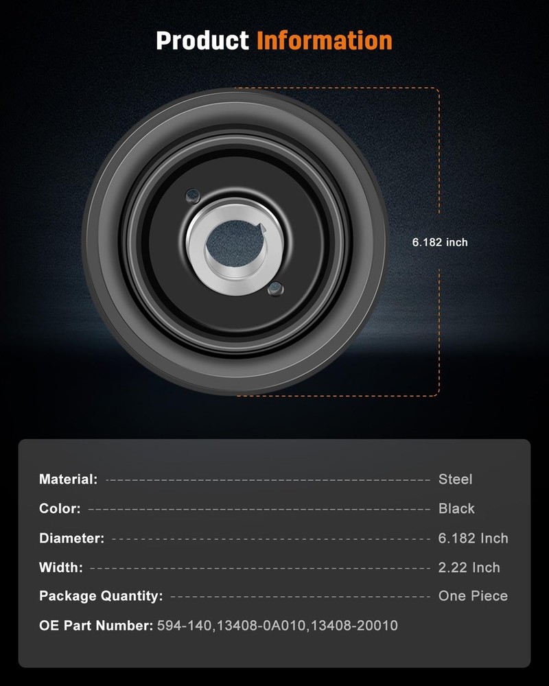 OCPTY Engine Harmonic Balancer Crankshaft Pulley Replacement For Lexus For To...
