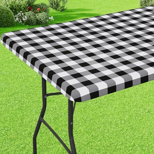 Buffalo Rectangle Picnic Tablecloth, 6 72" x 30" (Rectangular) Black & White