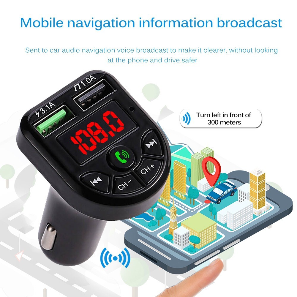 Bluetooth FM Transmitter Car Adapter – Wireless Radio MP3 Player USB Charger Kit