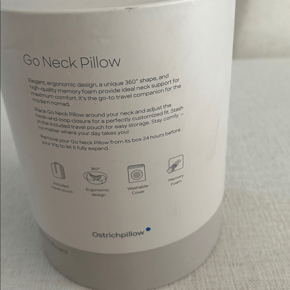OSTRICHPILLOW Go Neck Pillow, Grey/Black, NWT open box. Display item