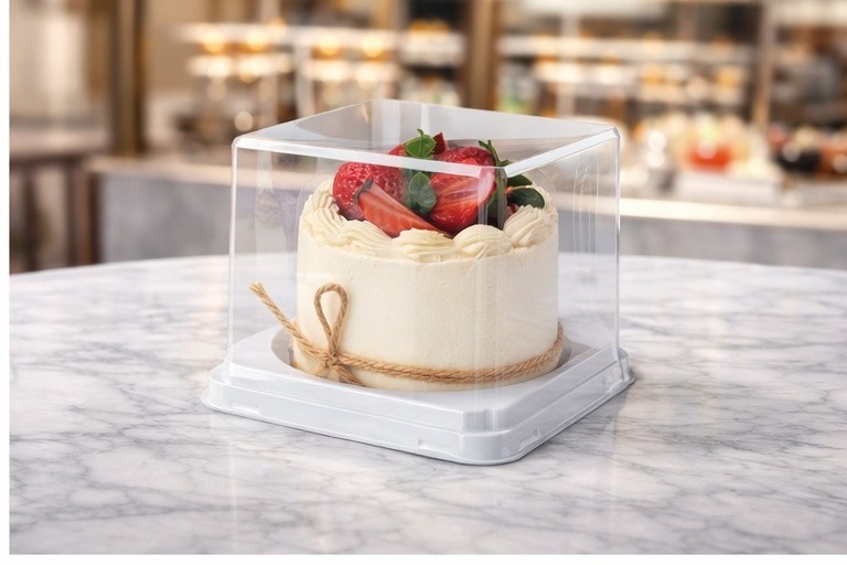 50 PCS CrystalCube PET Cake Box QGF-104
