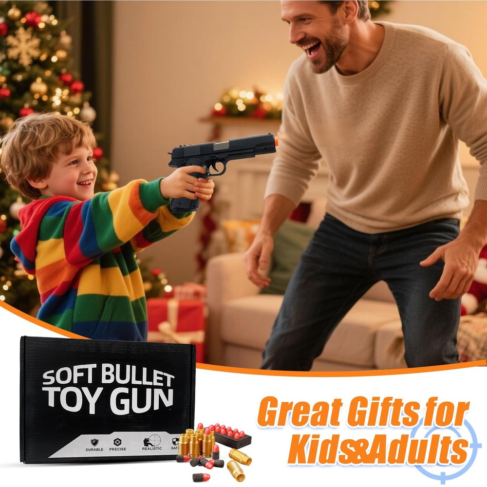 Toy Blaster for Kids with Shell Ejection - 40 Shells, 50 Foam Bullets 2 Mags...