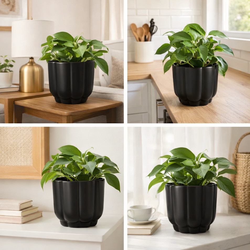 Scallop Planter Black - Room Essentials™