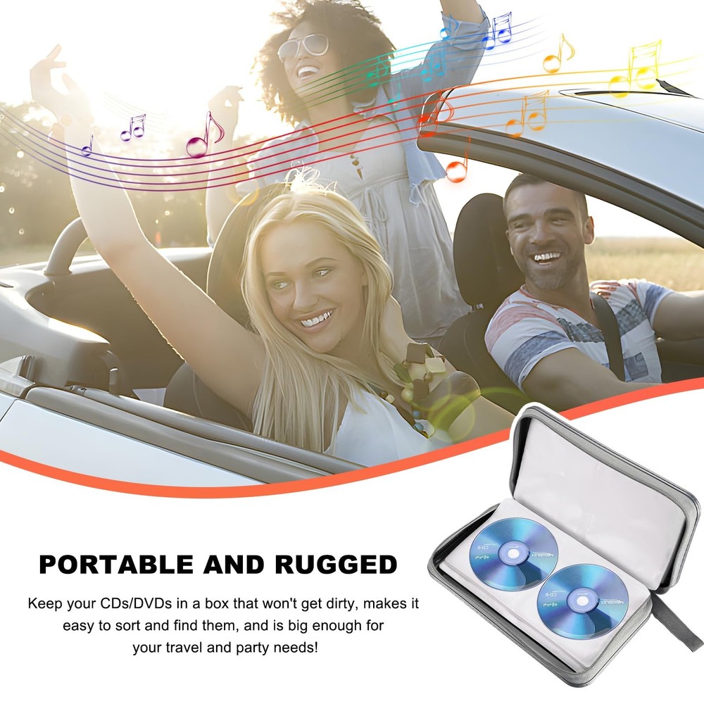 96 Capacity CD Case Organizer Portable Hard Plastic DVD Storage Holder Storage