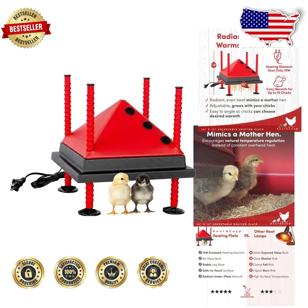 10x10" Adjustable Heating Plate - 15W Energy Saving Chick Brooder Heater