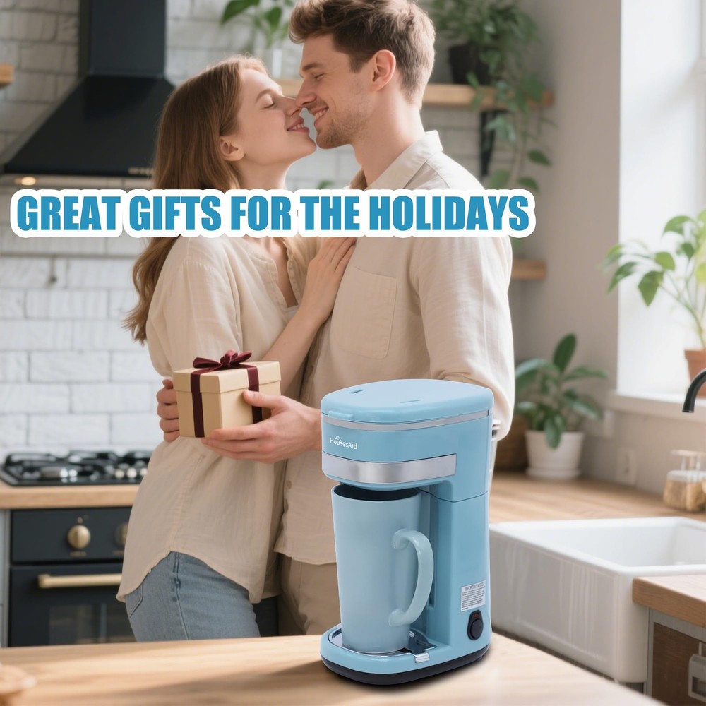 Coffee Machine Single Serve Coffee MakerOne Cup Coffee Maker with Reusable Fi...
