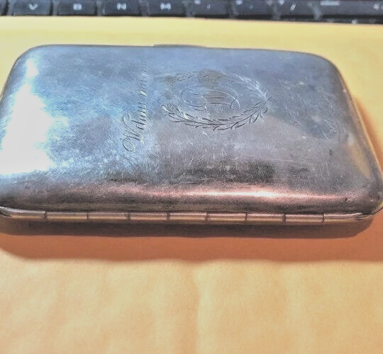 Polish Solid 84 Silver Cigarette Vesta Case. Name Day Gift, Dated June 27, 1920.