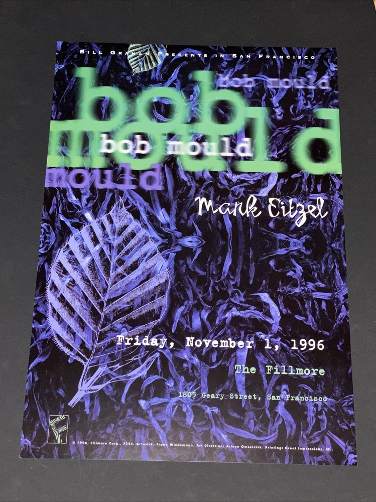 Bob Mould Mark Eitzel Original Concert Poster Fillmore 1996