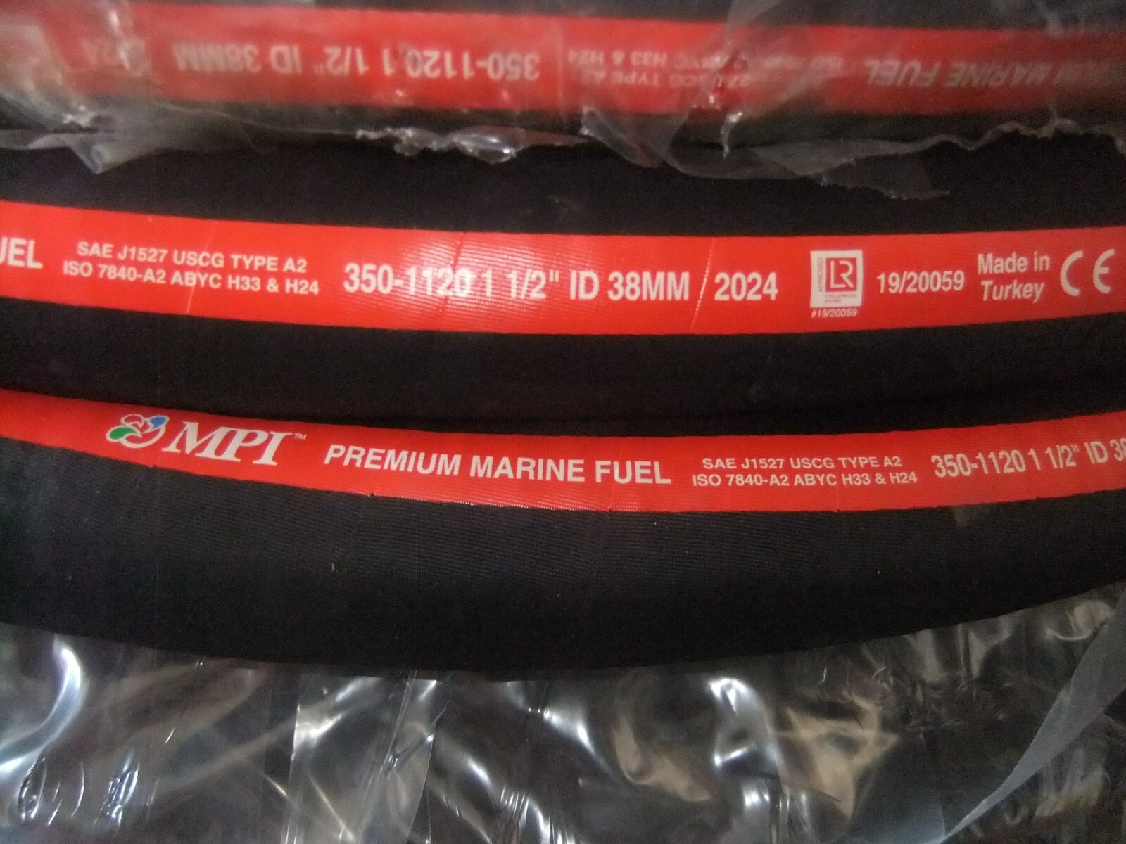 Marine fuel fill hose 1-1/2" ID MPI 350 series Wire reinforced   by the  Foot