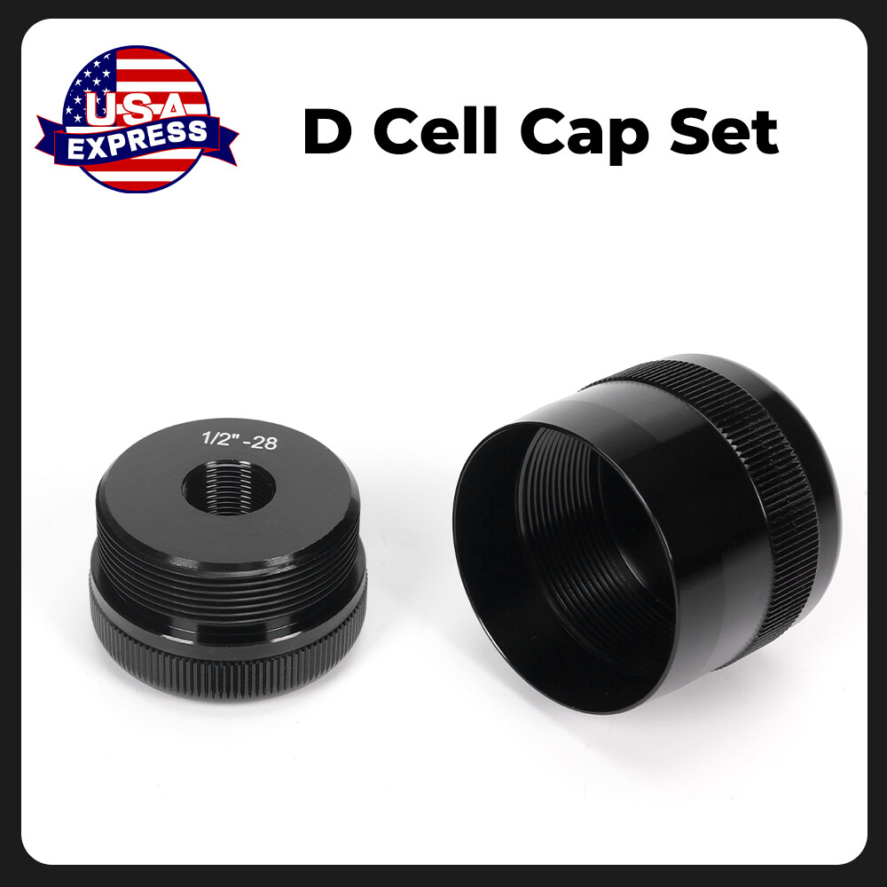1/2-28 Aluminum End Caps Black High Quality 6061 Aluminum D Cell Cap Set