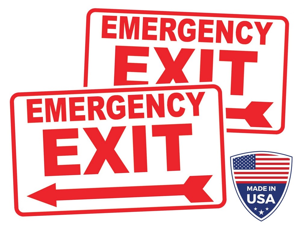 2 x Emergency Exit Indicator Sticker - Office Safety Decal - Emergency Exit Sign