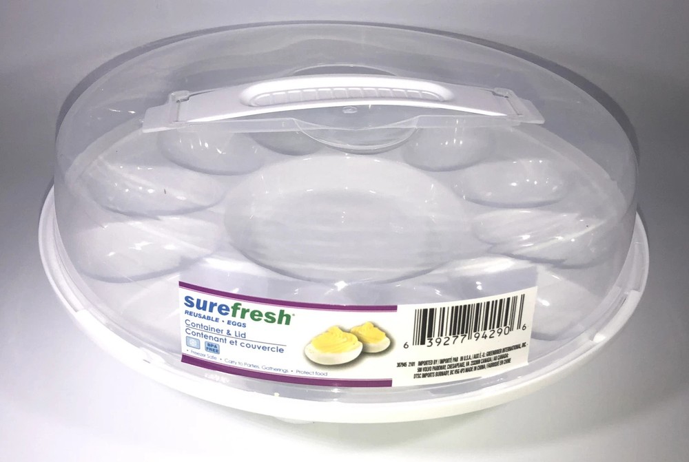 Sure Fresh Deviled Egg Carrier Container & Lid Reusable Holds 12 Eggs Portable