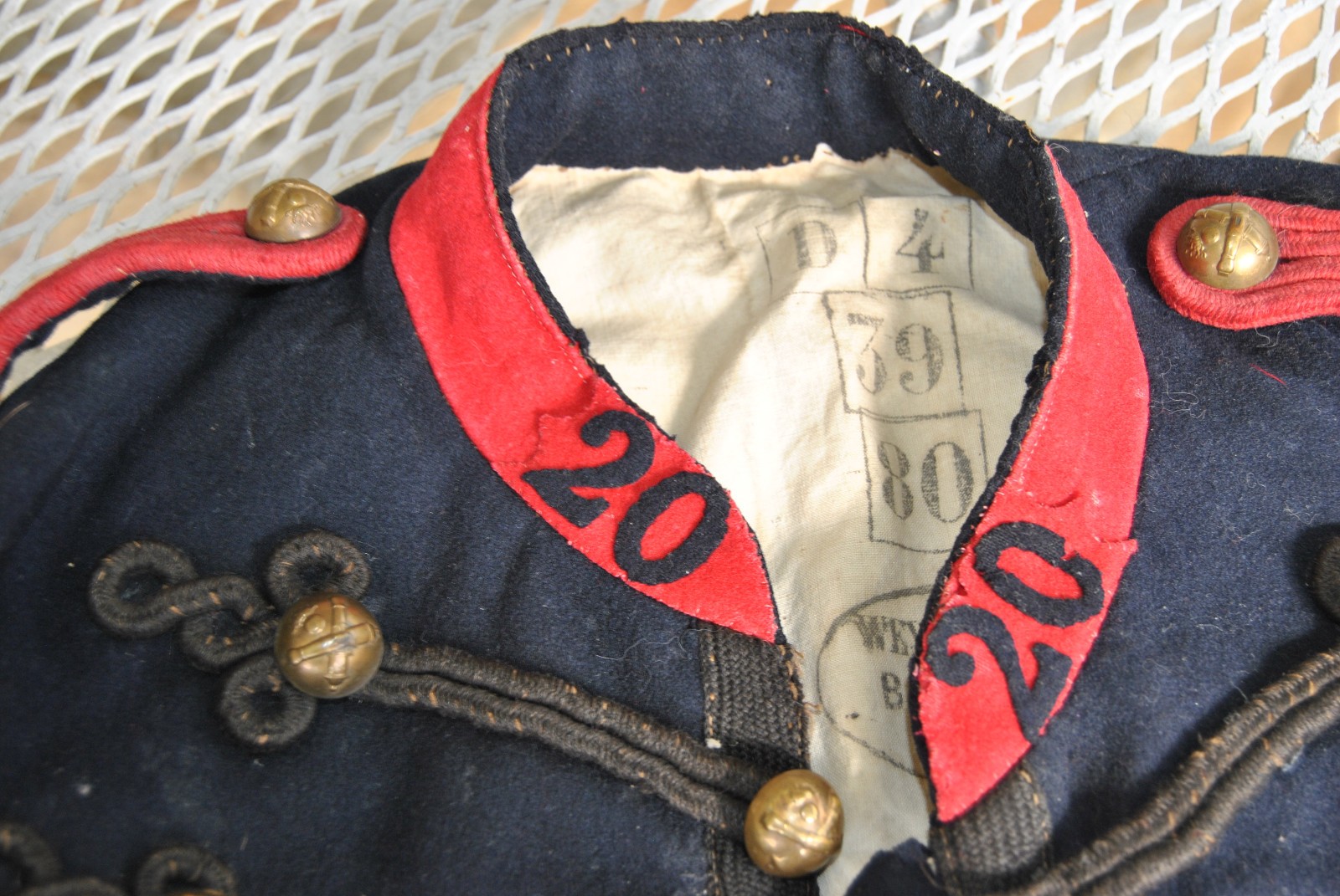 Model 1872 French Dolman 20th Artillery Regiment 20e régiment d'artillerie