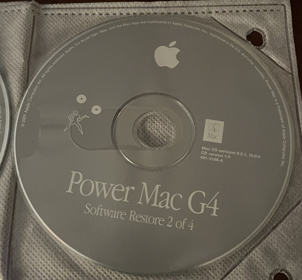 Apple Power Mac G4 Software Restore 1-4 Version 9.2.1, 10.1 CD Version 1.0