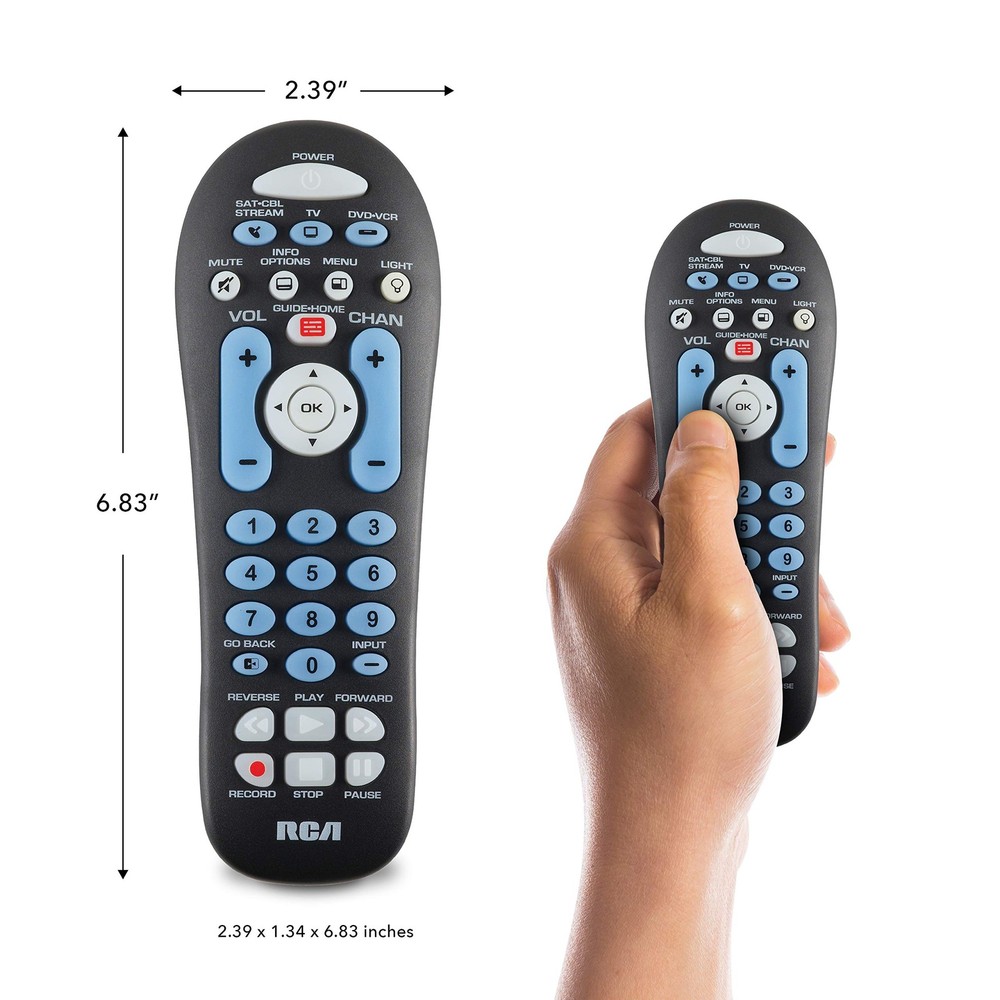 RCA RCR313BE Big Button Three-Device Universal Three Device Remote, Black