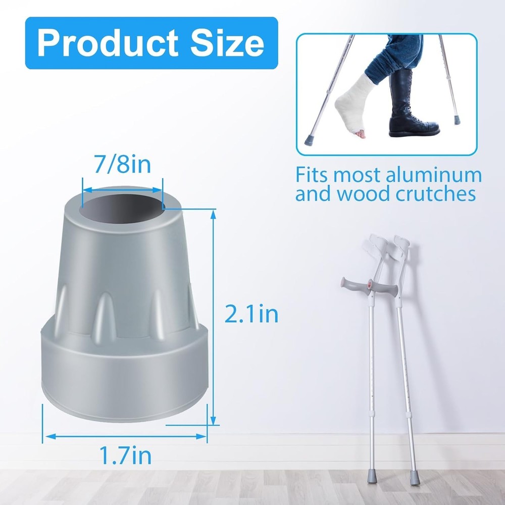 7/8 Inch Sturdy Cane Tips 2 Pack - Easy Install, Shock-Absorbing Design