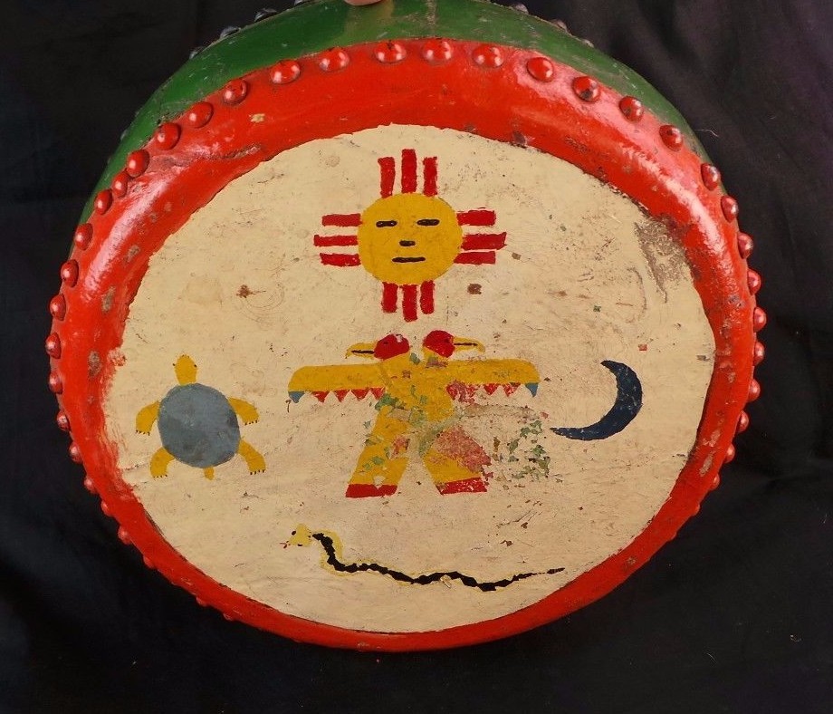 VTG Native American Drum / Bongo Hand Painted