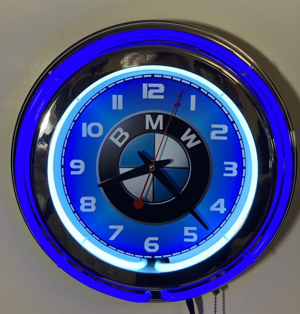 BMW Auto logo Large neon wall clock