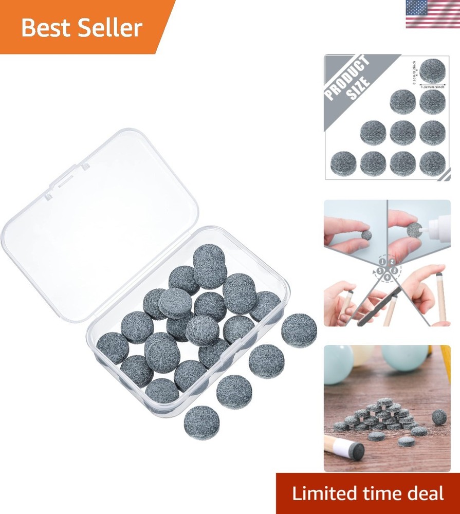 20  13mm Billiard Pool Cue Tips with Storage Box - Precision Play