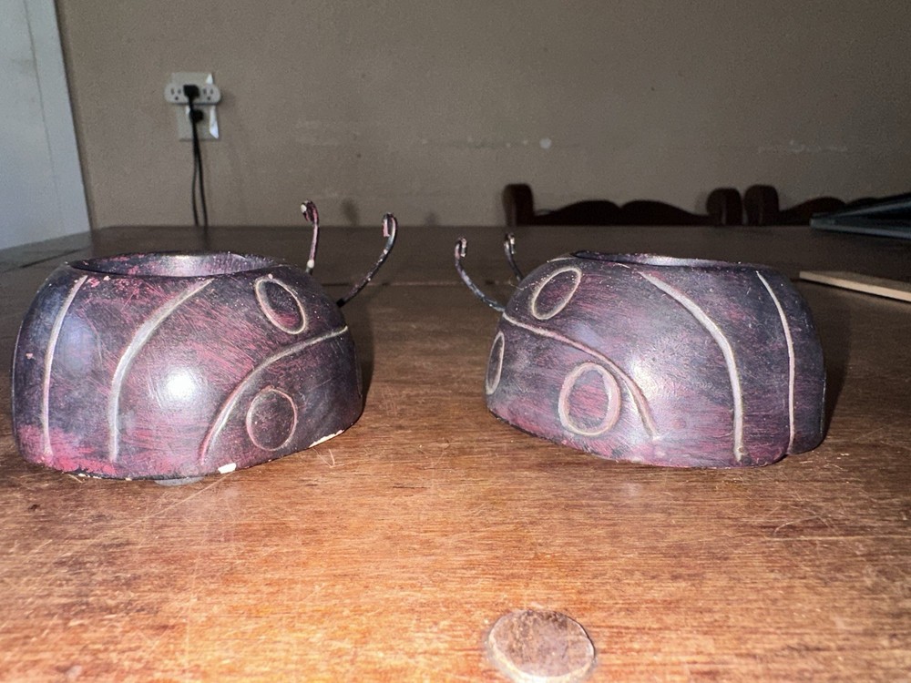 2 Ladybug Candle Holders Cute