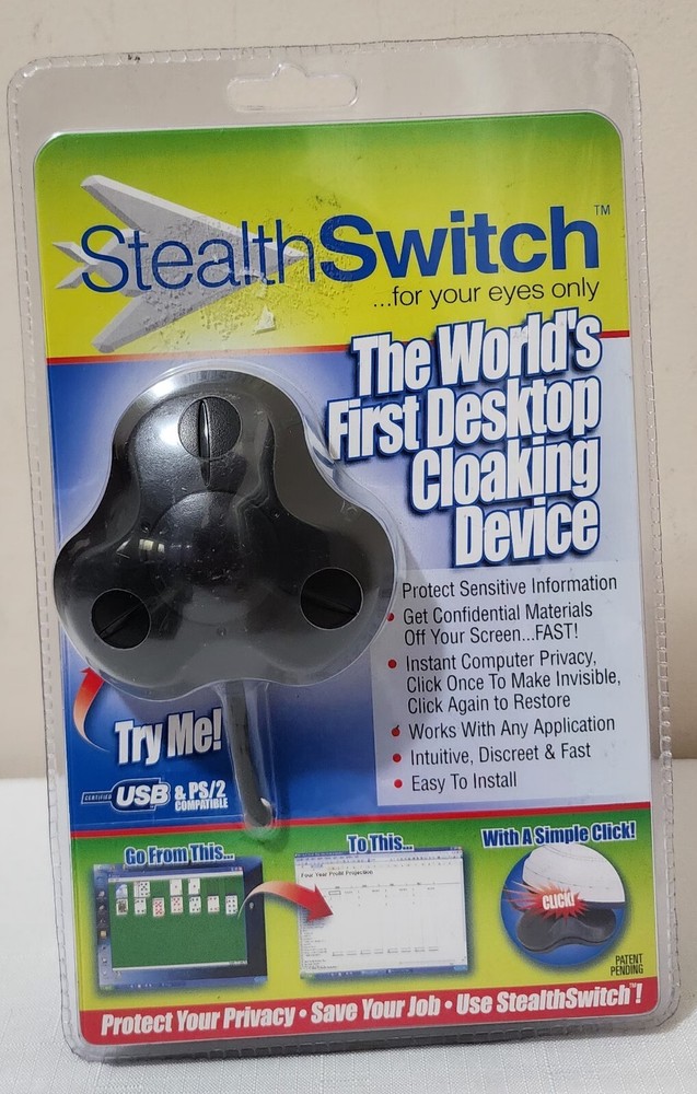 Stealth Switch USB & PS/2 Compatible, World's First Desktop Cloaking Device NEW