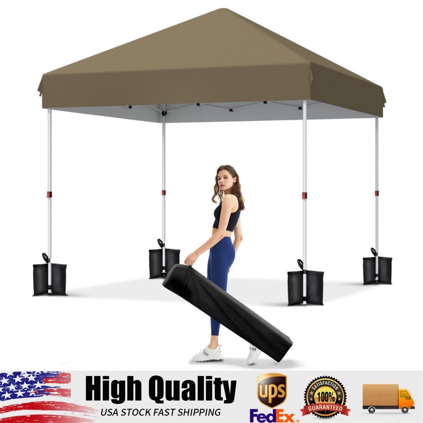 10 x 10 FT Pop Up Canopy, Outdoor Canopy Tent with Carry Bag & 4 SandBags