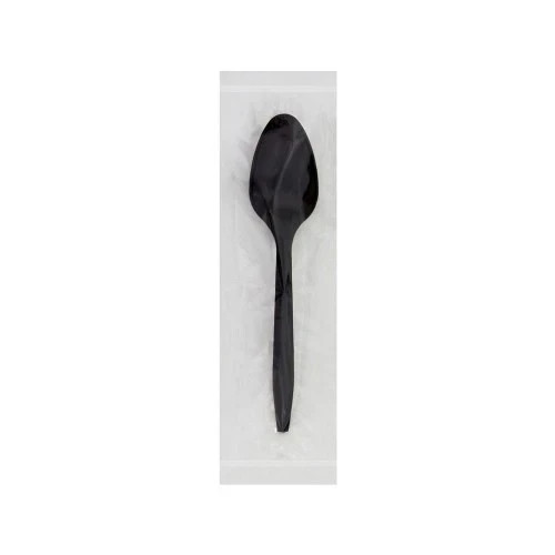 Prime Source 75002684 Black PP Medium Weight Teaspoons, Individually Wrapped