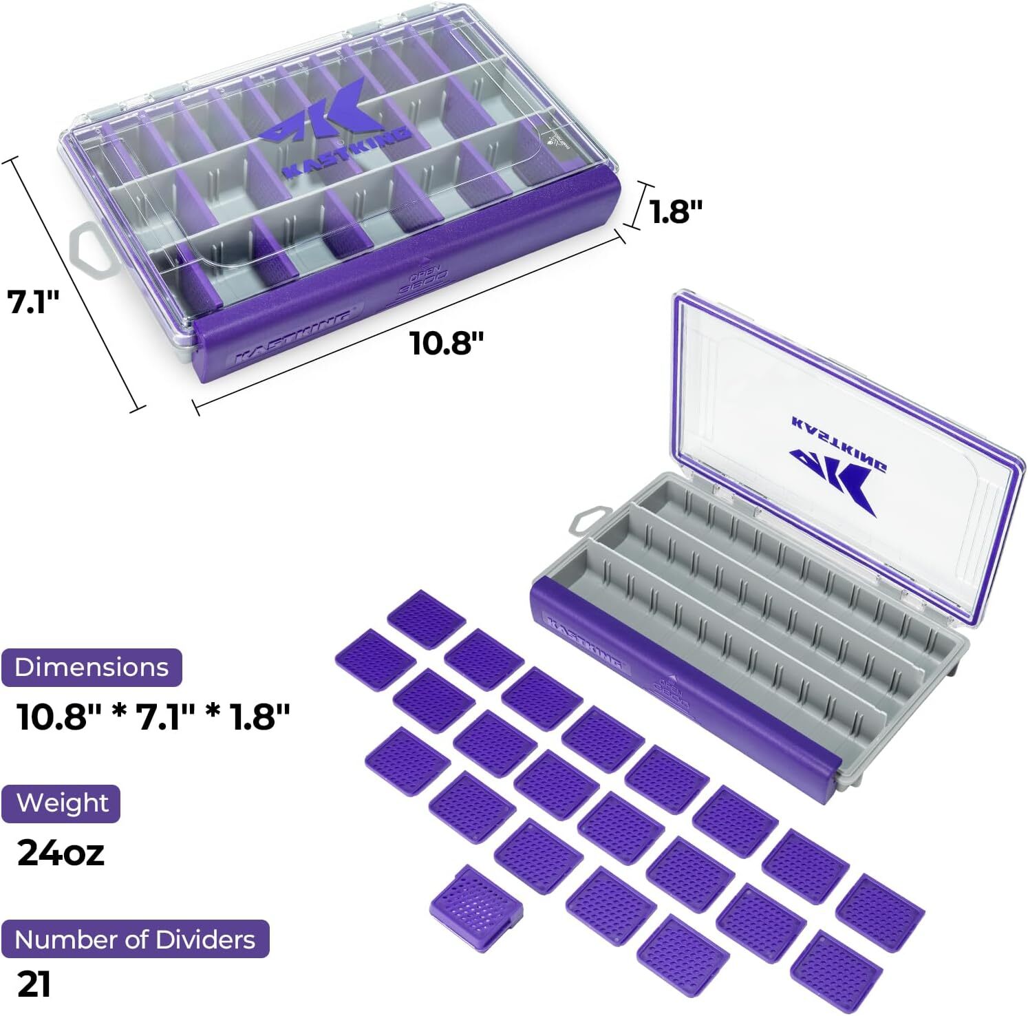 KastKing Fishing Tackle Box 3600 3700 Trays Waterproof W/Removable Dividers