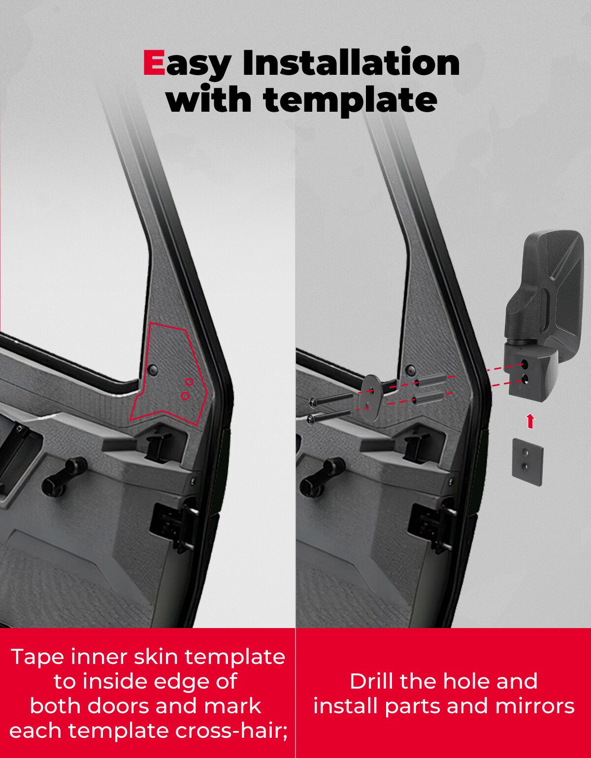 For Polaris Ranger XP 1000 & Northstar Side View Mirrors Hard Door Mount 2889241