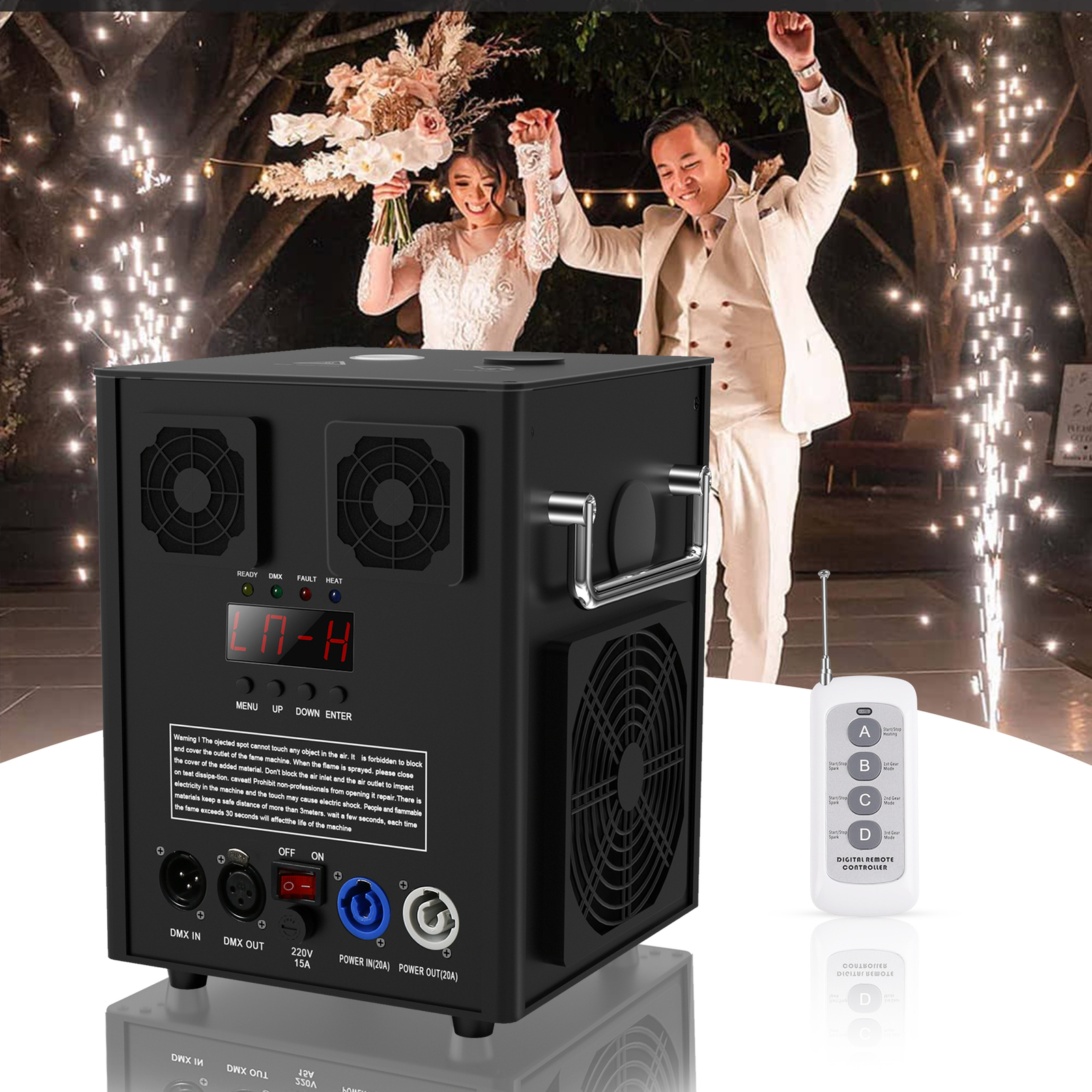 2PCS 700W Cold Spark Machine Stage Effect Sparklers W/Remote Wedding+Flight Case