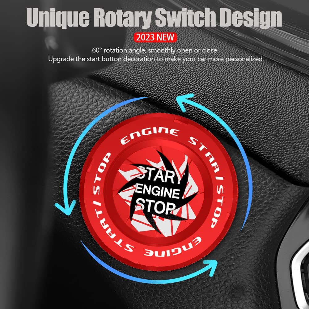 Tybasthe Rotary Push Start Button Cover, Decepticon Car Accessories Engine Start