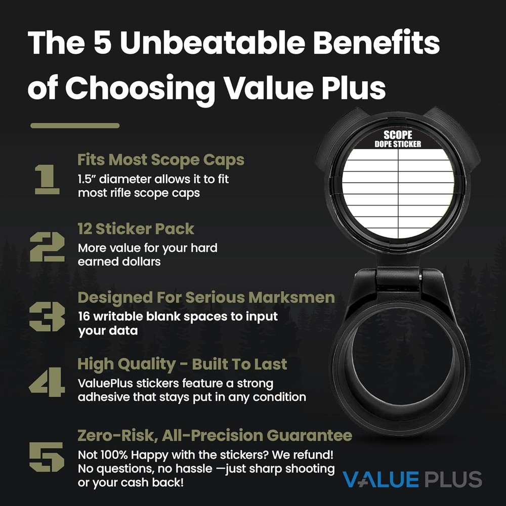 12/25 Pack Writable Scope DOPE Sticker for Long-Range Shooting- Scope Sticker Ca