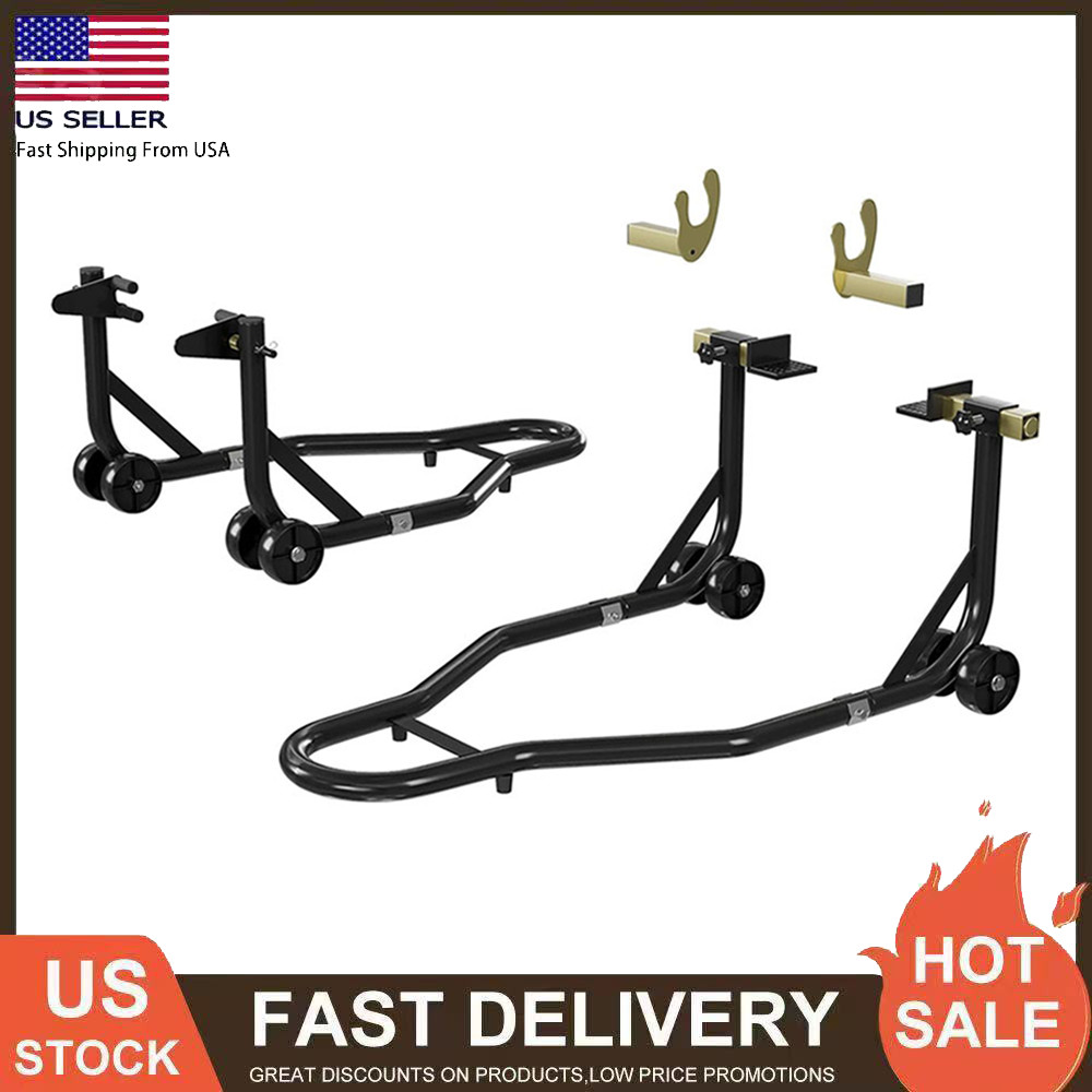 Heavy Duty Motorcycle Stand Lift 900Lbs Capacity Front & Rear Combo Stands Set