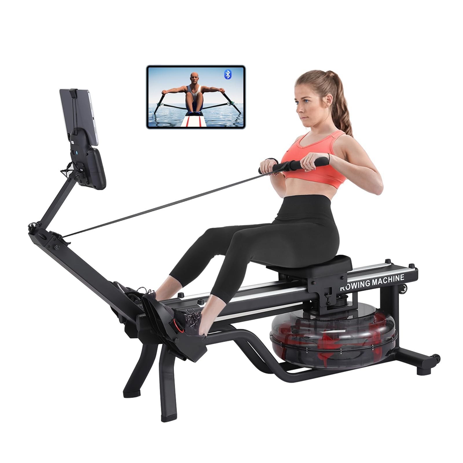 Water Rowing Machines ,380 LBS Foldable Rower Machine for Full Body Workout Home