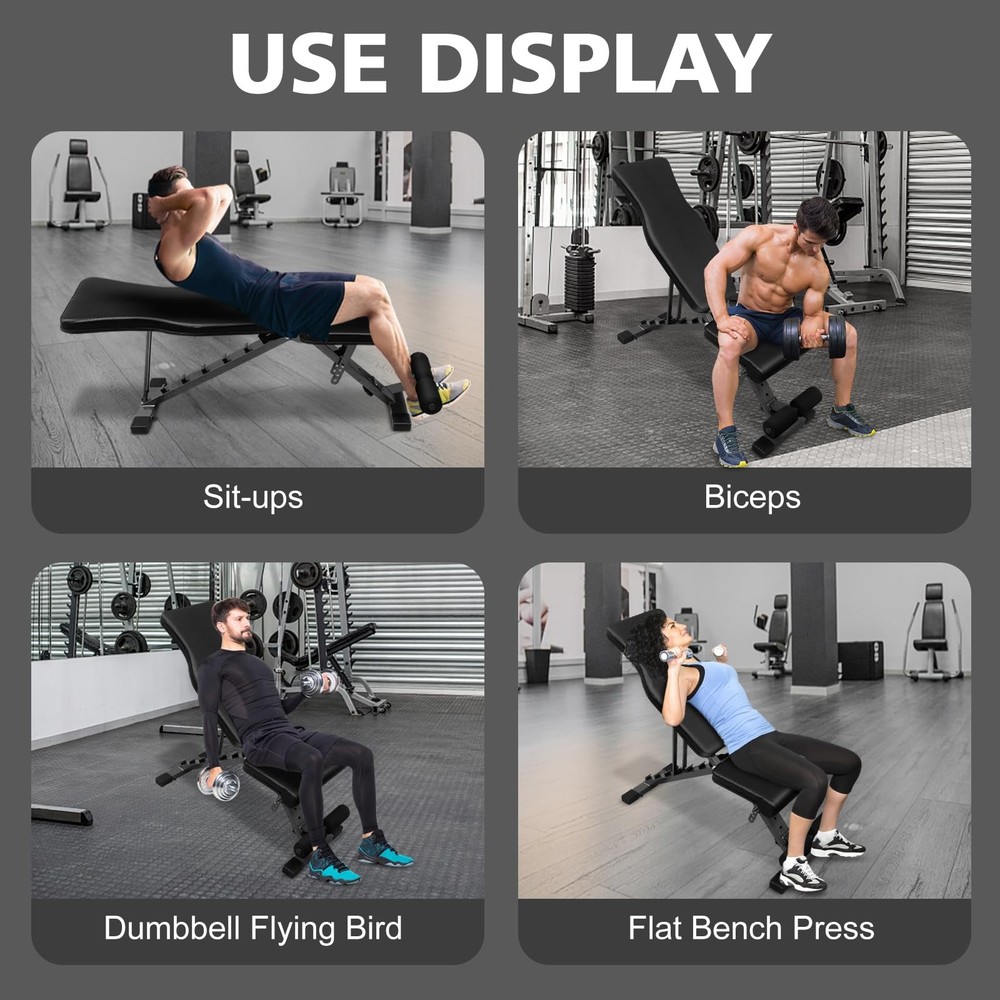 Adjustable & Foldable Weight Bench Press, Decline Bench for Dumbbell Exercise...