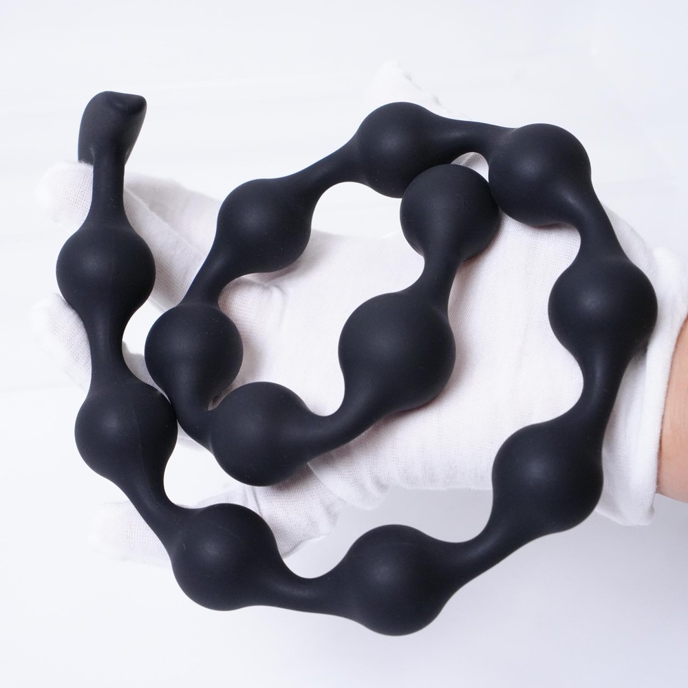 Soft Silicone Beads Plug Long Black Balls Plug Extreme Spreader Dilator