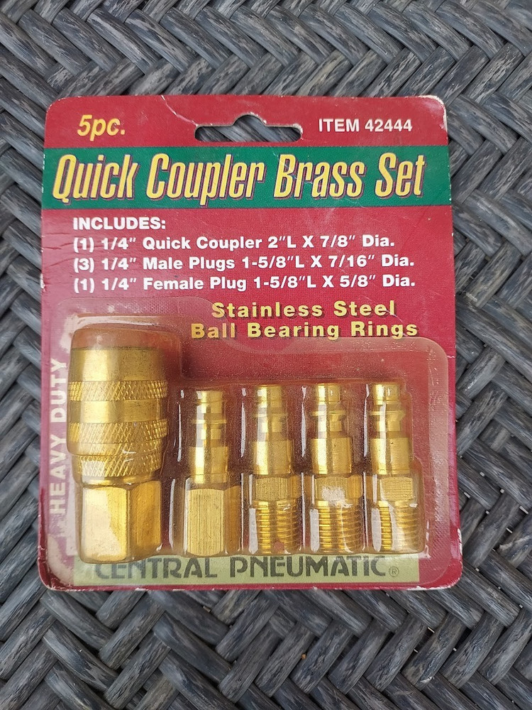 Quick Coupler Brass Set 5 Piece Central Pneumatic - Pair