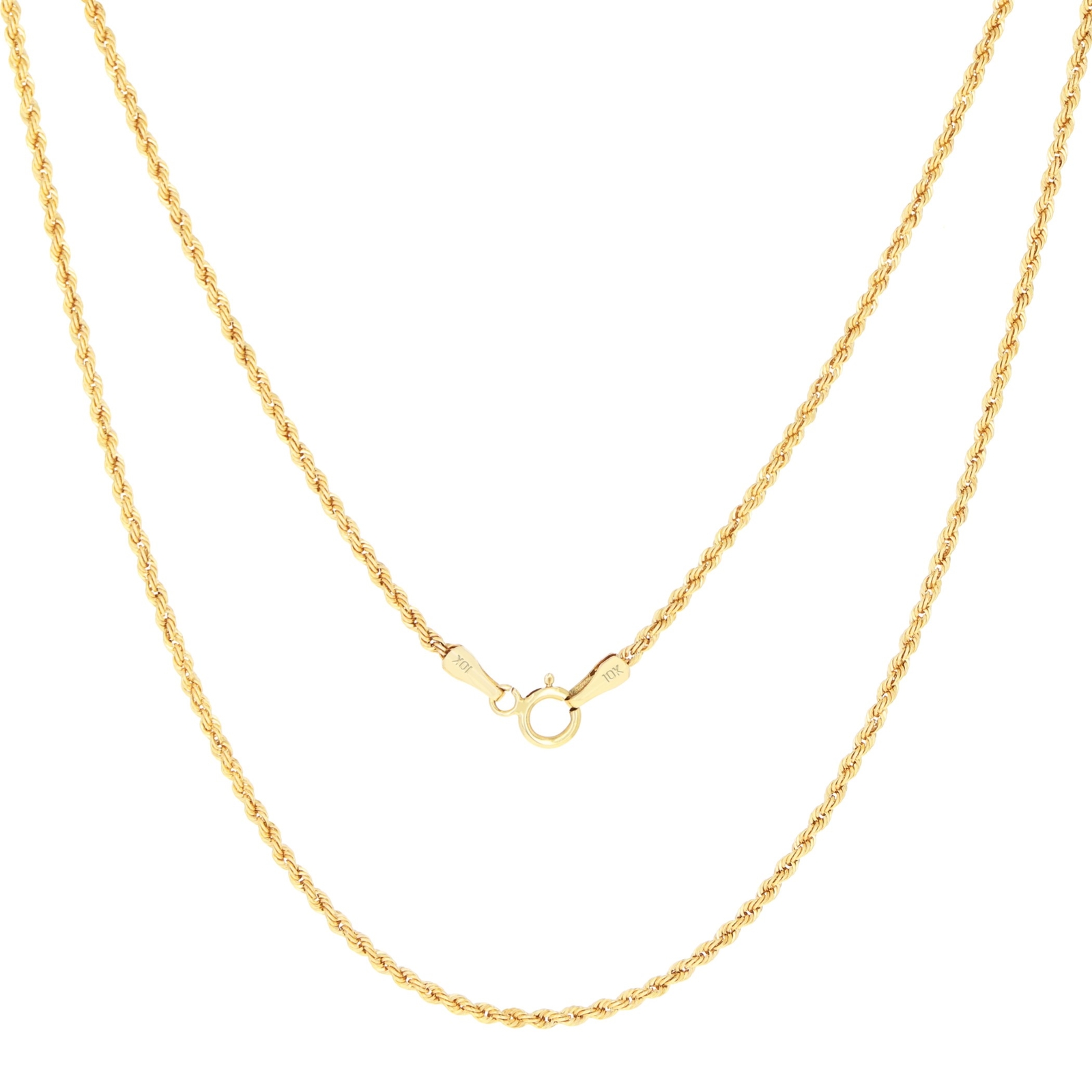 10K Yellow Gold 1.5mm-10mm Diamond Cut Rope Chain Necklace Mens Women 16"- 30"