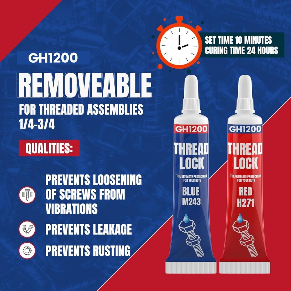 Reliable Threadlocker 6g x 2 Pack - Ultimate Solution for Nuts, Bolts, & Metals