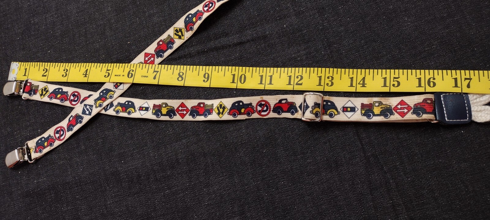 Toddler Suspenders VINTAGE AUTOMOBILES - PROBABLY 70s DOES 1940S ? AS IS