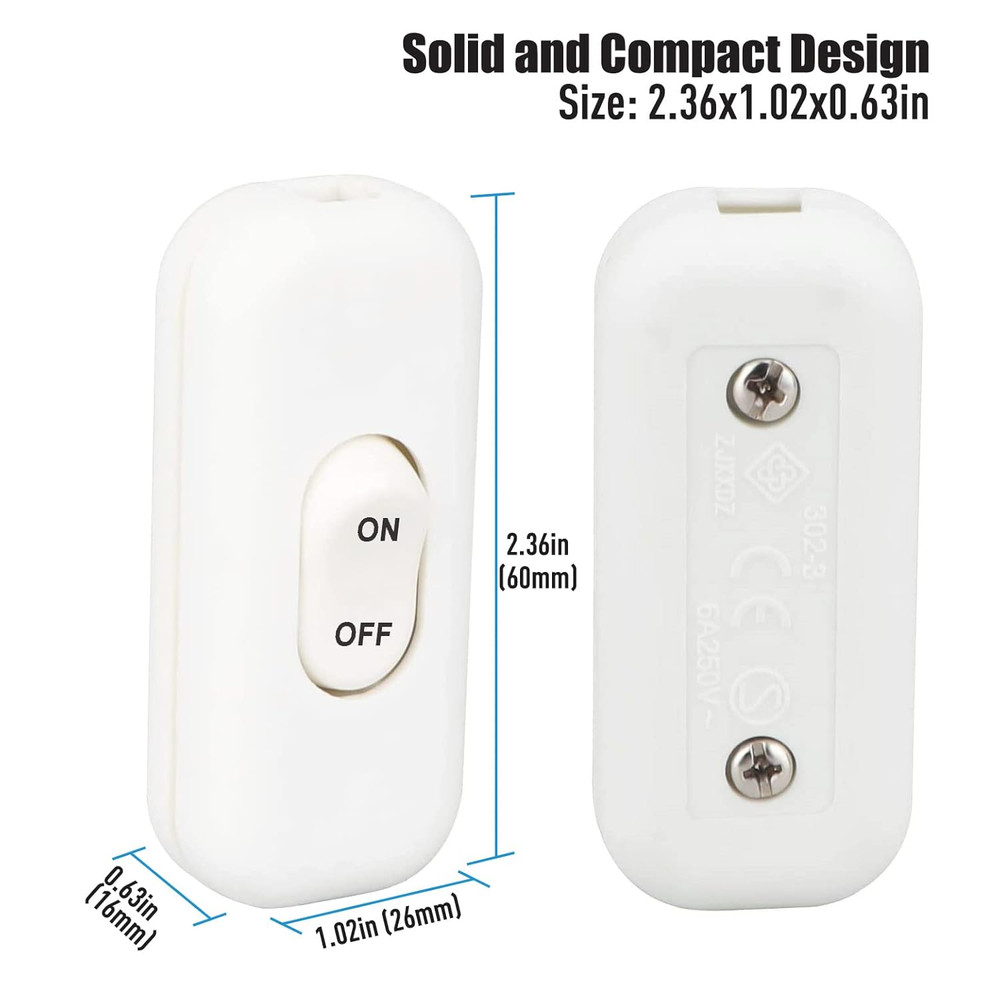 Inline Cord Switch, PLUSPOE 2-Pack on off Button Control Lamp Appliance Switch